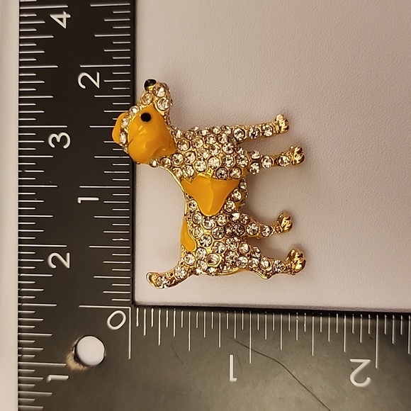 Puppy Dog Brooch Simulated Diamonds BRG #1 - Picture 4 of 4